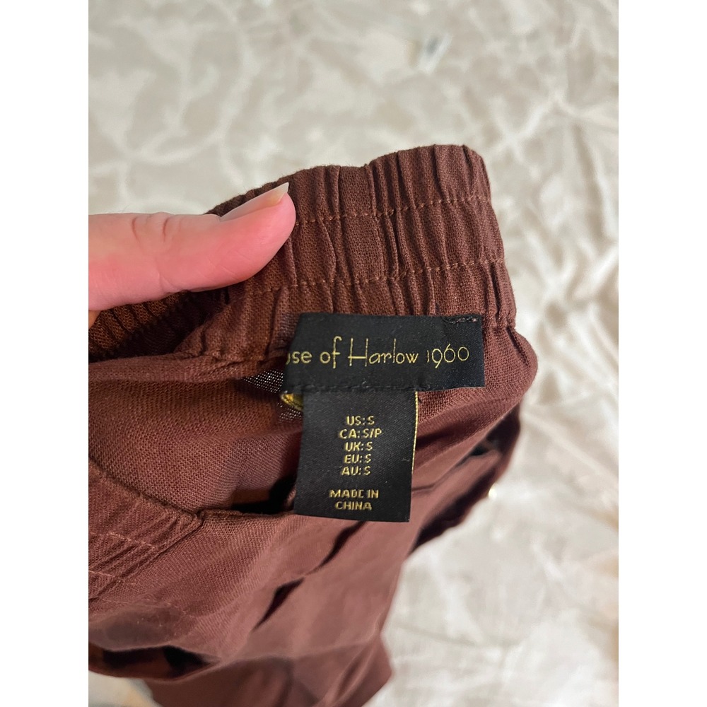 House of Harlow 1960 Brown Linen Blend High Rise Shorts Women's Small - Picture 3 of 9